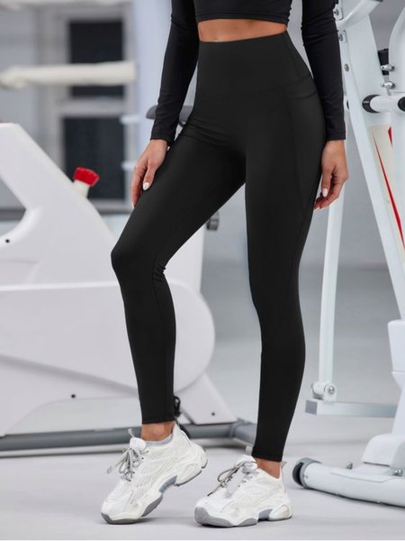 

Casual Plus Size Sport Yoga Leggings, Black, Leggings