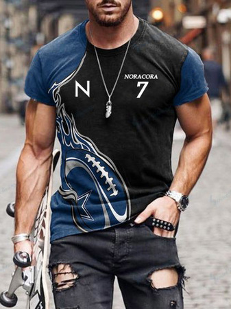 

Casual Sports Text & Numbers Digital Print Short Sleeve T-Shirt, As picture, T-shirt