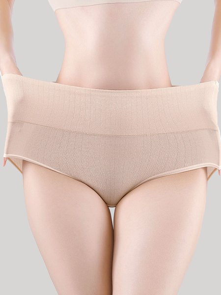 

JFN High Waist Abdominal Cotton Crotch Antibacterial Breathable Brief Brief, Nude, Panties