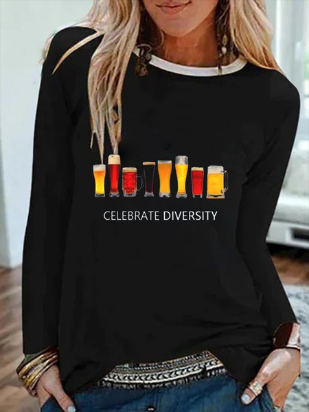 

Celebrate Diversity Beer Funny Long Sleeve T-shirt, Black, T-Shirts