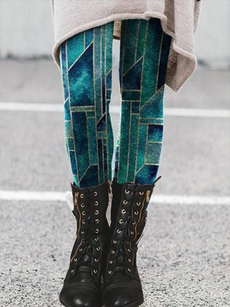 

Geometric element cotton-blend leggings - Lake Green, Leggings