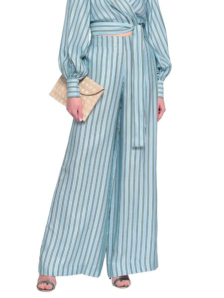 

Striped Vacation Regular Fit High Waisted Pants, As picture, Wide Leg Pants