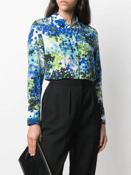 

Elegant Regular Fit Shirt Collar Work Top, Blue, Blouses and Shirts