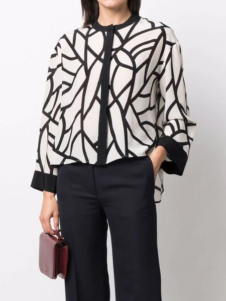 

Geometric Regular Fit Round Neck Top, As picture, Tops