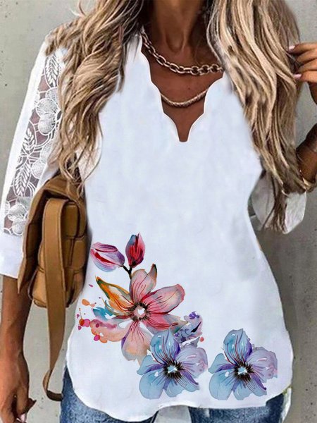 

Ruffle Collar Casual Shirts & Tops, White, Blouses & Shirts