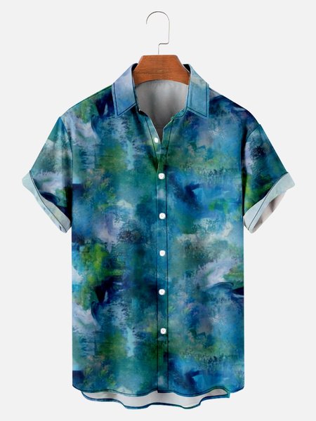 

Blue Abstract Men's Short sleeve shirt, As picture, Short Sleeves Shirts