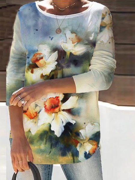 

Floral Regular Fit Shirts & Tops, White, T-Shirts