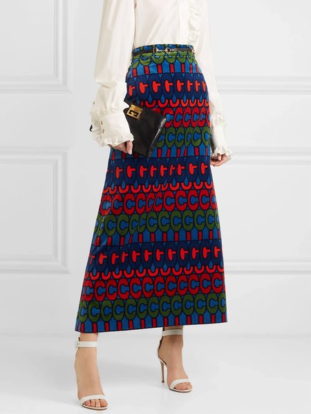 

Vintage Regular Fit Letter Skirt, Multicolor, Maxi Skirts