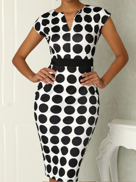 

Polka Dots V Neck Regular Fit Midi Dress, White, Midi Dresses