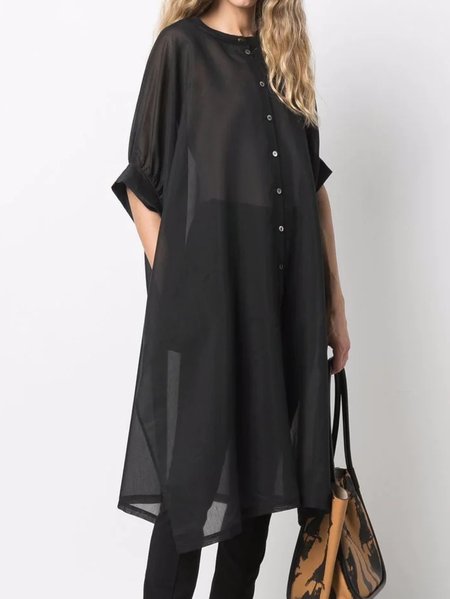 

Simple Solid Oversized Chiffon Dress, Black, Midi Dresses