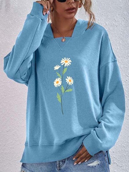 

Cotton Blends Casual Sweatshirt, Blue, Hoodies & Sweatshirts