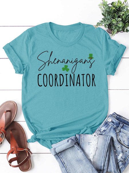 

Shenanigans Coordinator Print Casual Short sleeve tops, Green, T-shirts