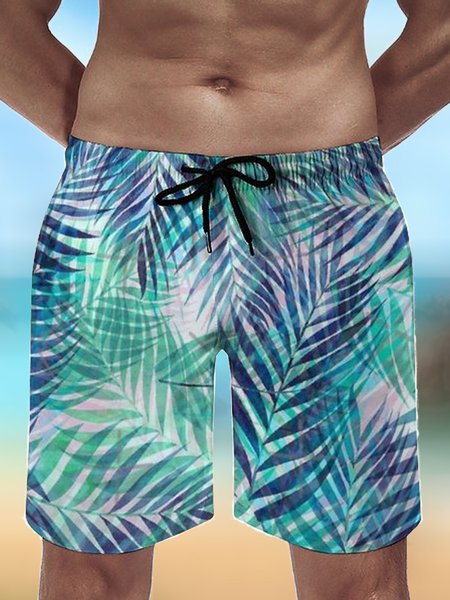 

Men's Beach Leaves Casual Casual Casual Pants, As picture, Shorts