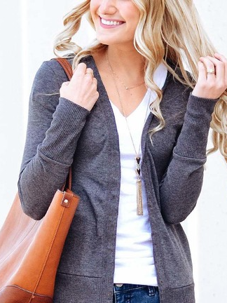 

Regular Fit Cotton Blends Outerwear, Gray, Sweaters