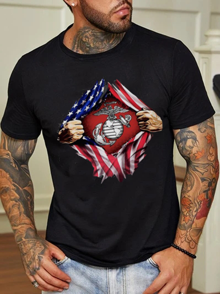 

Cotton And linen Style Plant leaves Men loose Collar Shirt With Short Sleeves, Black, T-Shirts
