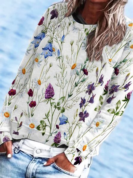 

Floral Casual Sweatshirt, White, Sweatshirts & Hoodies