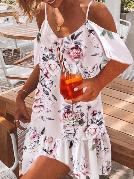 

Boho Floral Regular Fit Dresses, Pink, Midi Dresses