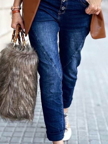 Plain Regular Fit Casual Jeans, Denim blue, Jeans