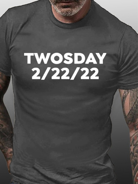 

Twosday 2/22/2022 Special Day Funny Print Shirts&Tops, Deep gray, T-shirts