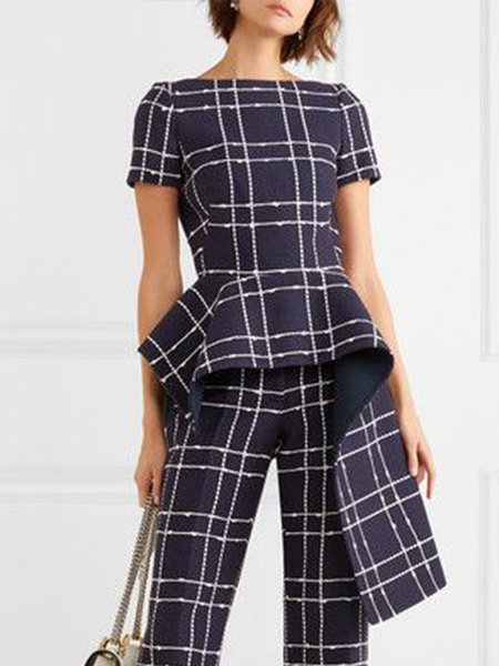 

Boat Neck Regular Fit Daily Top, Dark blue, Tops