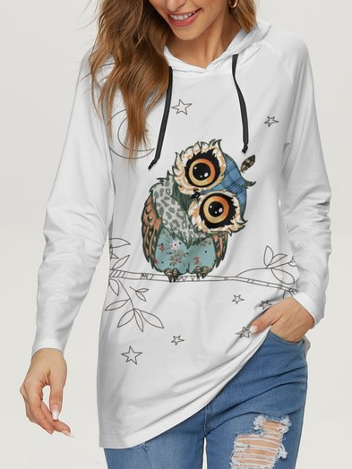 

Casual Hooded Animal Sweatshirt, White, Sweatshirts & Hoodies