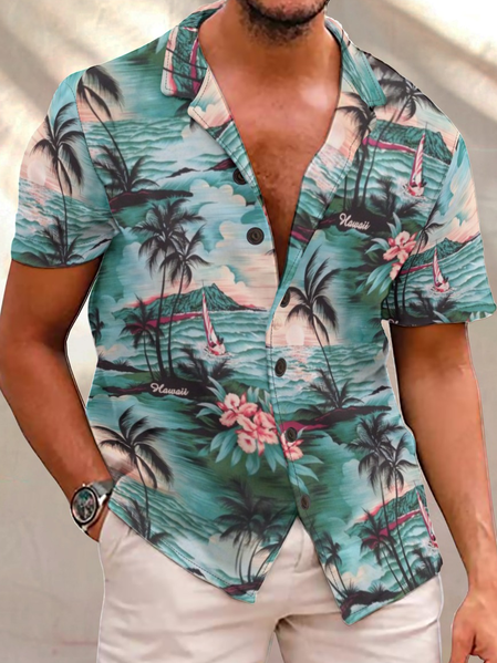 

Hawaii Summer Casual Short sleeve shirt, As picture, Short Sleeves Shirts