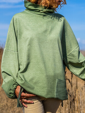 

Loosen Cowl Neck Sweatershirt, Green, Hoodies & Sweatshirts