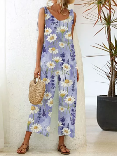 

Vacation Floral One-Pieces, Purple, Jumpsuits＆Rompers