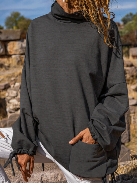 

Ladies Pullover Patch Pocket Sports Sweatshirt, Gray, Hoodies & Sweatshirts