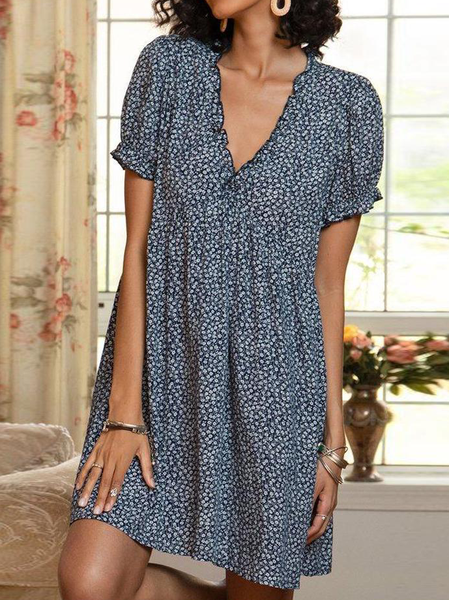 

Casual Deep V Dresses, Purplish blue, Mini Dresses