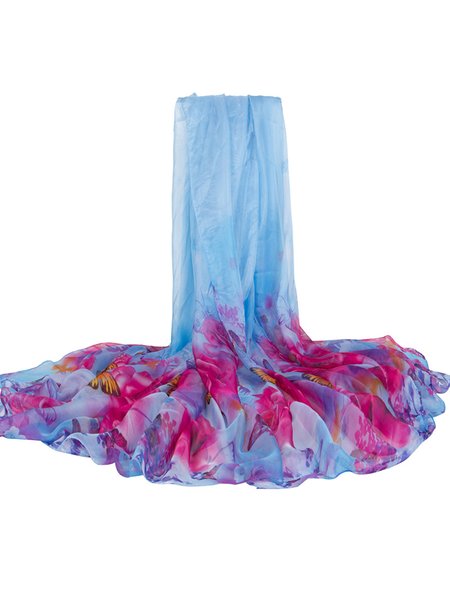 

JFN Floral Chiffon Scarf, Light blue, Women Scarves & Shawls