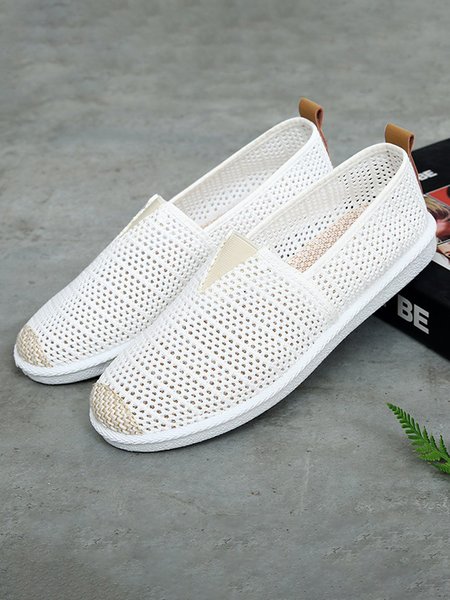 

Hollow Mesh Straw Bottom Espadrilles, White, Flat & Loafers