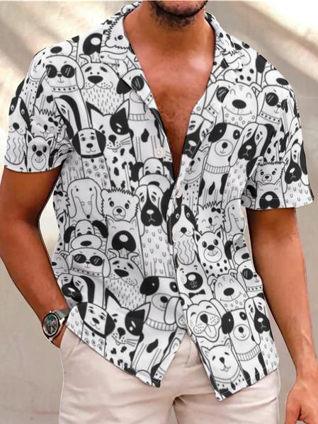 

Cute dog Short Sleeve Casual Short sleeve shirt, As picture, Short Sleeves Shirts