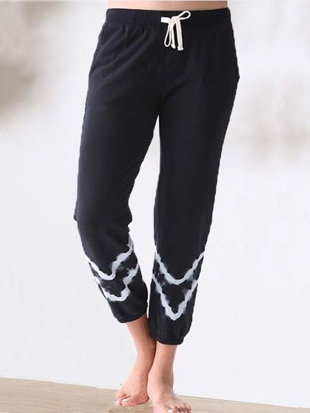 

Cotton Blends Printed Pants, Black, Pants
