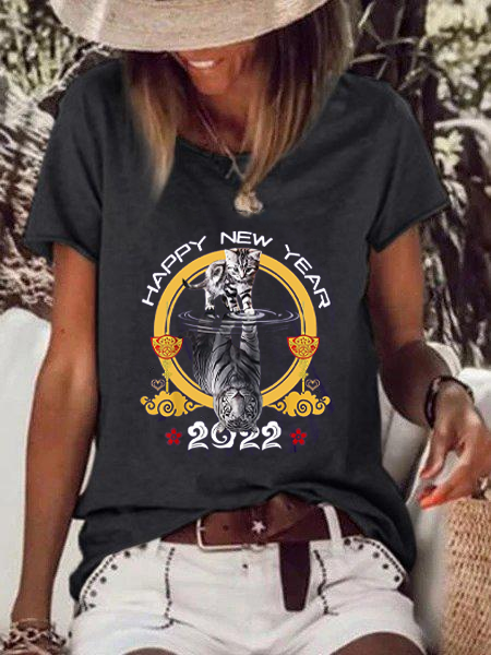 

Casual Cotton Blends Animal Regular Fit Shirts & Tops, Deep gray, T-Shirts