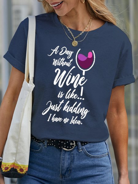 A Day Without Wine Women's Short Sleeve T-shirt, Navyblue, T-shirts
