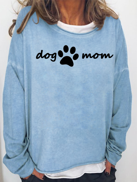 

Dog&Mom Funny Print Round Neck Longsleeve Sweatshirt, Light blue, Hoodies&Sweatshirts