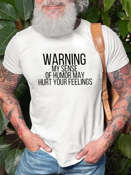 

Warning My Sens Of Humor May Hurt Your Feelings Men' Shirts & Tops, White, T-shirts