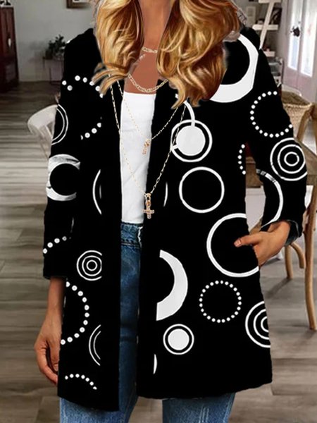 

Geometric Loosen Cross Front Outerwear, Black, Cardigans