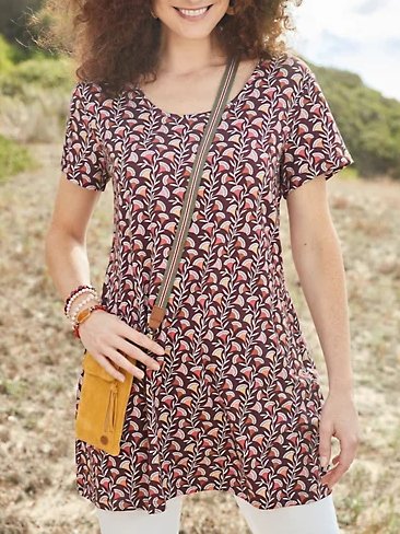 

Casual Cotton Blends Floral Tunci, Multicolor, T-Shirts