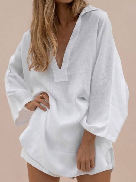 

Casual V Neck Shirts & Tops, White, Blouses & Shirts