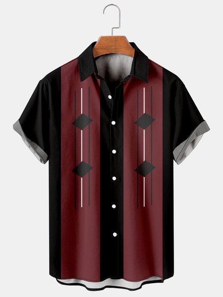 

Mens Abstract Art Print Casual Breathable Hawaiian Short Sleeve Shirt, As picture, Men's Floral shirt