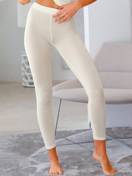 

Plain Skinny Cotton Blends Pants, As picture, Leggings