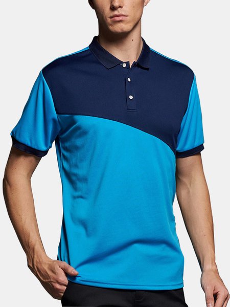 

Moisture Wicking Quick Dry Panel Short Sleeve Polo Shirt Men's, Aqua blue, Polos