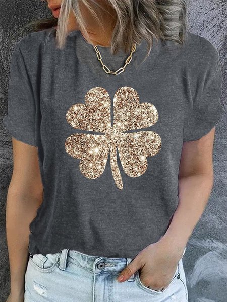 

St. Patrick's Day Casual Regular Fit Short Sleeve T-shirt, Gray, T-Shirts