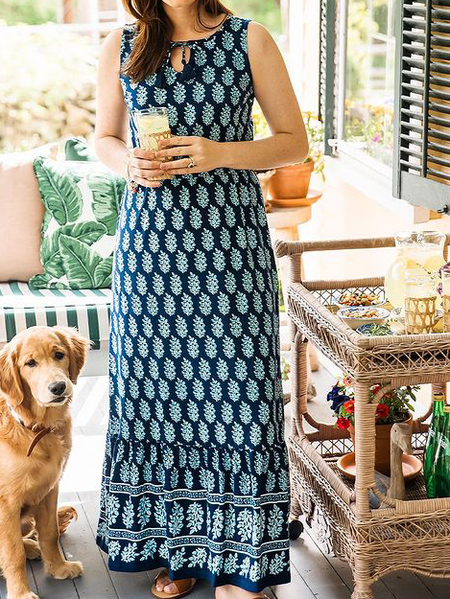 

Casual Loosen Short sleeve Knit Dress, Purplish blue, Maxi Dresses