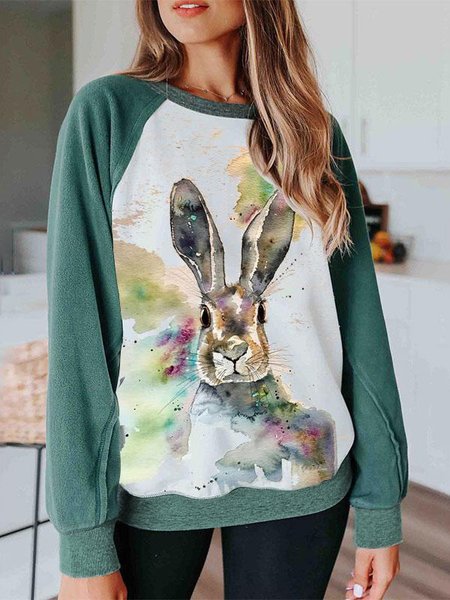 

Loosen Animal Shirt Sleeve Sweatshirt, Green, Sweatshirts & Hoodies