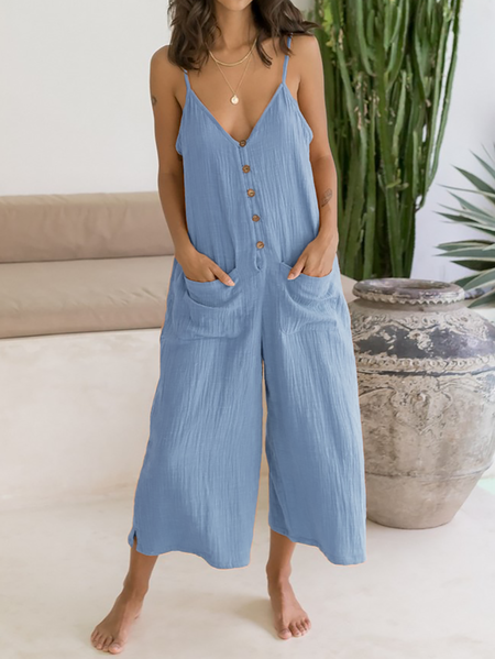 

Plus size Casual Sleeveless Jumpsuit One-Pieces, Blue, Jumpsuits