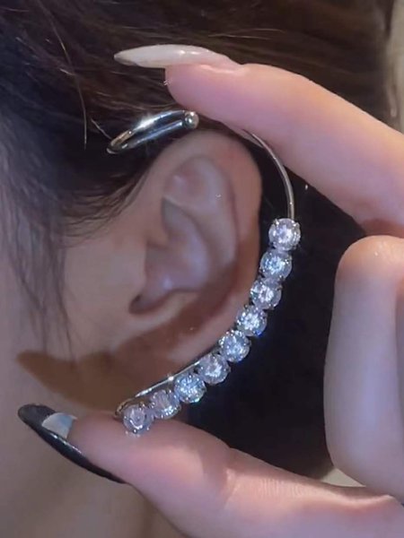 

Rhinestone Ear Clip Without Piercing, As picture, Earrings