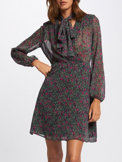 

Floral Vacation Loosen Dresses, Black, Floral Dresses